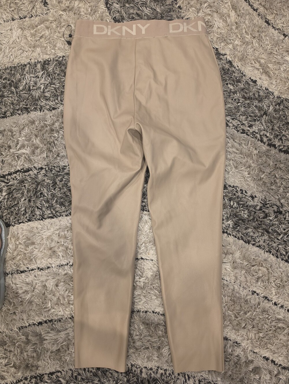 DKNY Tan Faux-Leather High-Waist Ponte Pants - Picture 3 of 5